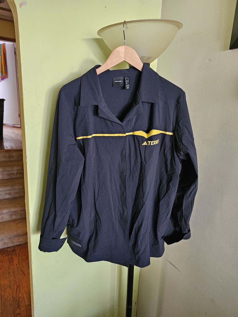 adidas TERREX Black Button-Down Shirt with Yellow Accent
